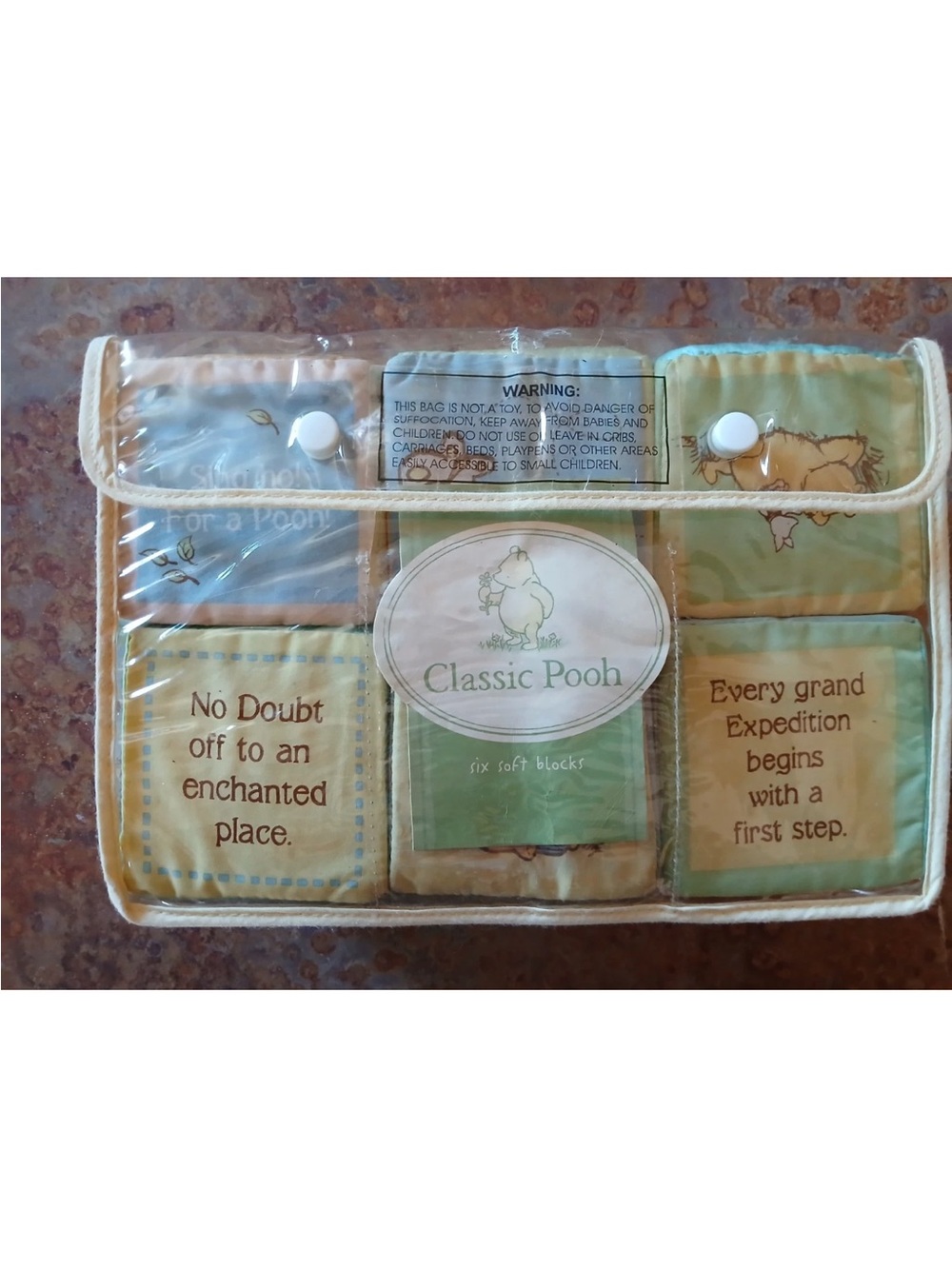 Rare Classic Pooh Soft Fabric Baby Blocks
